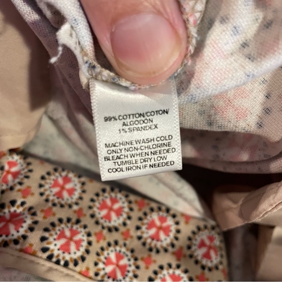 LOFT Julie Riviera Crop Capri Pant Beige Pink Print Women 8 Flattering Versatile - Picture 8 of 11